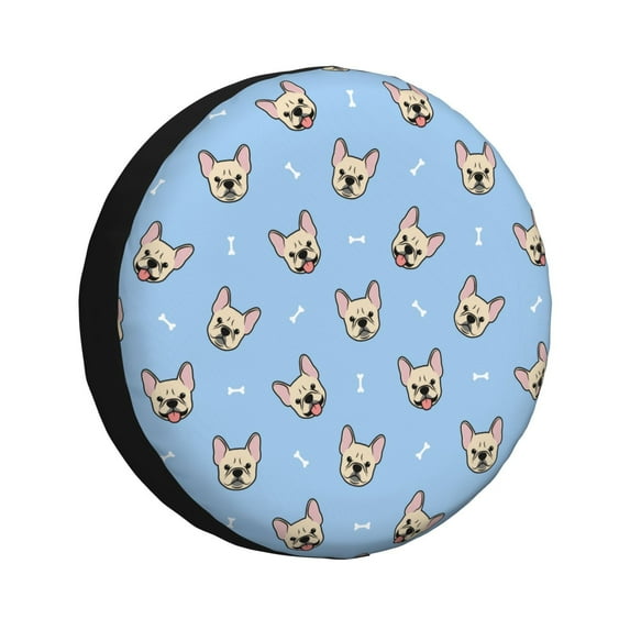 Gaeub Cute French Bulldog 14-17in Tire Cover, Spare Tire Cover, for Camper Caravan, Trailer, Car, Truck, SUV, Jeep - 15 inch