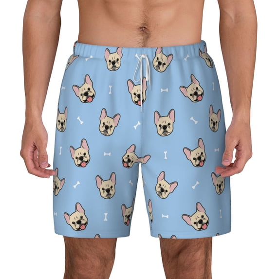 Gaeub Cute French Bulldog Mens Swim Trunks Stretch Beach Shorts Quick Dry for Men Swim Shorts Swimwear with Pockets- Medium