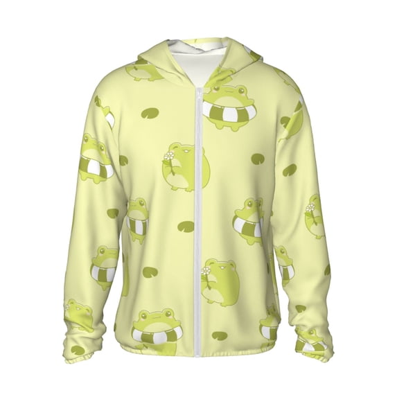 Gaeub Cute Frog3 Men's and Women's UPF 50+ Long-Sleeved Sun Protection Clothing, Fishing Shirt Long Sleeve Zip - Medium
