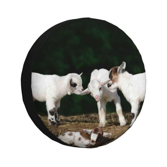 Gaeub Cute Goat Baby 14-17in Tire Cover, Spare Tire Cover, for Camper Caravan, Trailer, Car, Truck, SUV, Jeep - 15 inch