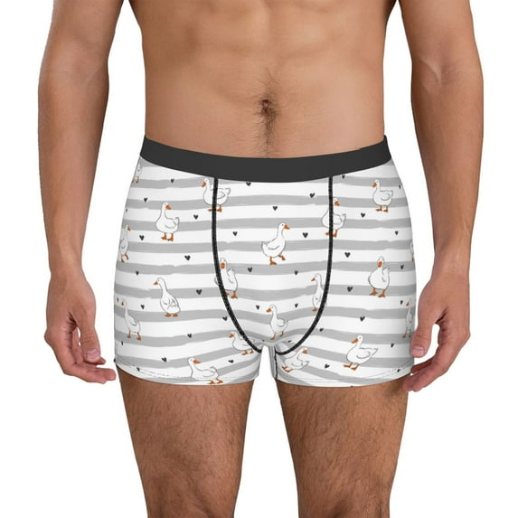 Gaeub Cute Goose Print Men's Boxer Briefs,Super Fit Boxer Briefs for Men,Quick-Dry Underwear with 4-Way Stretch-Small