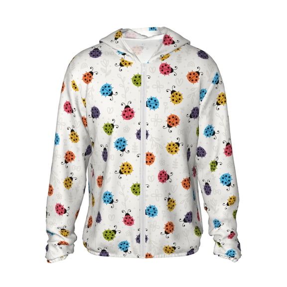 Gaeub Cute Ladybugs Men's and Women's UPF 50+ Long-Sleeved Sun Protection Clothing, Fishing Shirt Long Sleeve Zip-Small