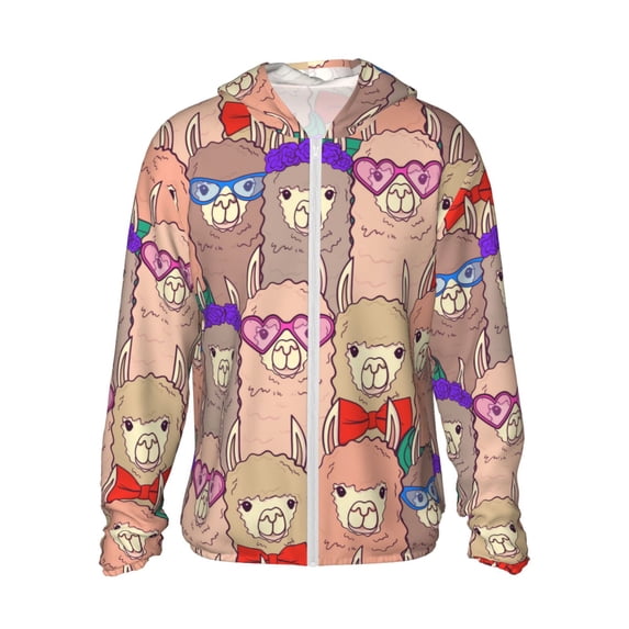 Gaeub Cute Lamas Men's and Women's UPF 50+ Long-Sleeved Sun Protection Clothing, Fishing Shirt Long Sleeve Zip - XX-Large