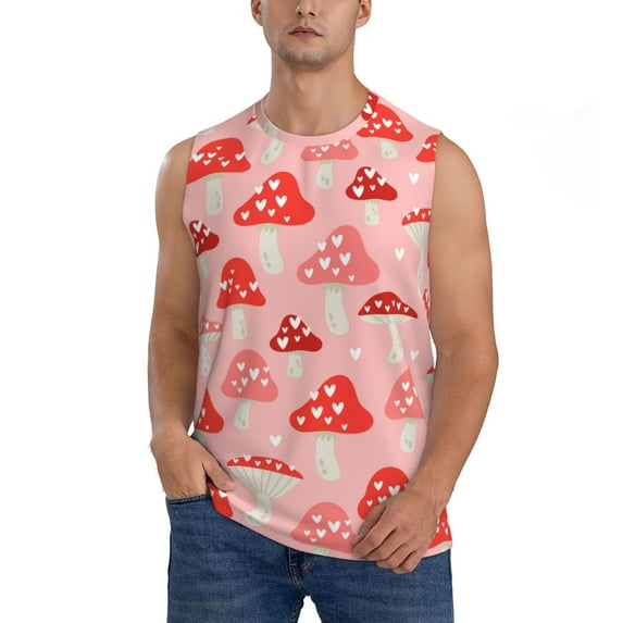 Gaeub Cute Mushroom1 Men's Sleeveless Muscle Shirts Workout Tank Tops, Odor Protection and Comfortable - Medium