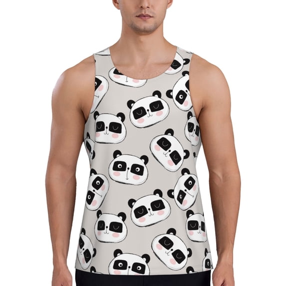 Gaeub Cute Panda Men's Athletic Tank Top, Workout Sleeveless Shirts, Running Tank Tops for Gym, Running, Training - 3X-Large