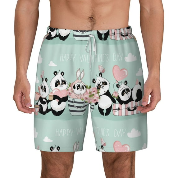 Gaeub Cute Panda Mens Swim Trunks Stretch Beach Shorts Quick Dry for Men Swim Shorts Swimwear with Pockets- Large