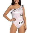 thumbnail image 1 of Gaeub Cute Panda Women's One Shoulder Ruffle Tummy Control Swimwear for Swimming Surfing Beach Party - Large, 1 of 8
