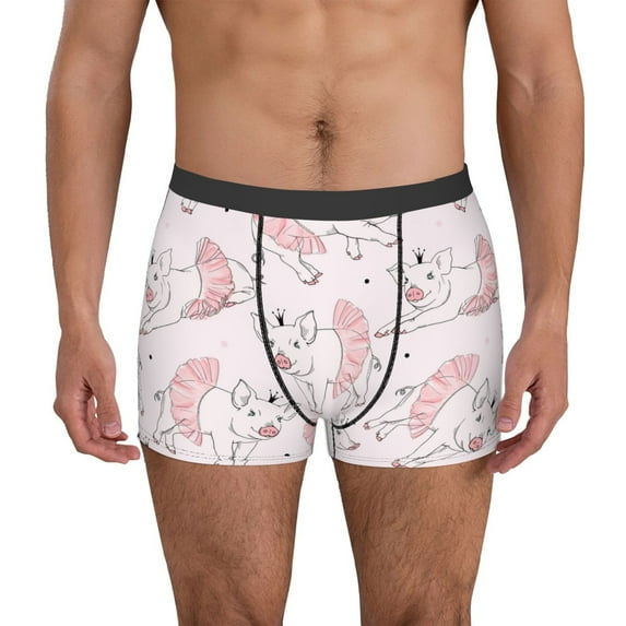 Gaeub Cute Piggy Ballerina Print Men's Boxer Briefs,Super Fit Boxer Briefs for Men,Quick-Dry Underwear with 4-Way Stretch-X-Large
