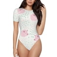 thumbnail image 1 of Gaeub Cute Pigs Women'S Short Sleeve One Piece Swimsuit Sexy High-Waisted Bodysuit For Swimming, Beach, Sports - X-Large, 1 of 9
