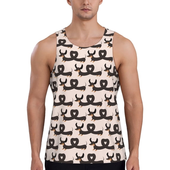 Gaeub Cute Puppy Men's Athletic Tank Top, Workout Sleeveless Shirts, Running Tank Tops for Gym, Running, Training - 4X-Large