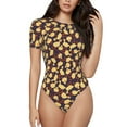 thumbnail image 1 of Gaeub Cute Small Farm Birds Women'S Short Sleeve One Piece Swimsuit Sexy High-Waisted Bodysuit For Swimming, Beach, Sports - Small, 1 of 9