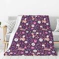 thumbnail image 1 of Gaeub Cute Squirrel Floral Print Flannel Throw Blanket, Home Fleece Throw Blanket for Couch or Bed,Decorative Blankets,Lightweight Fuzzy Flannel Blanket-60"x50", 1 of 6