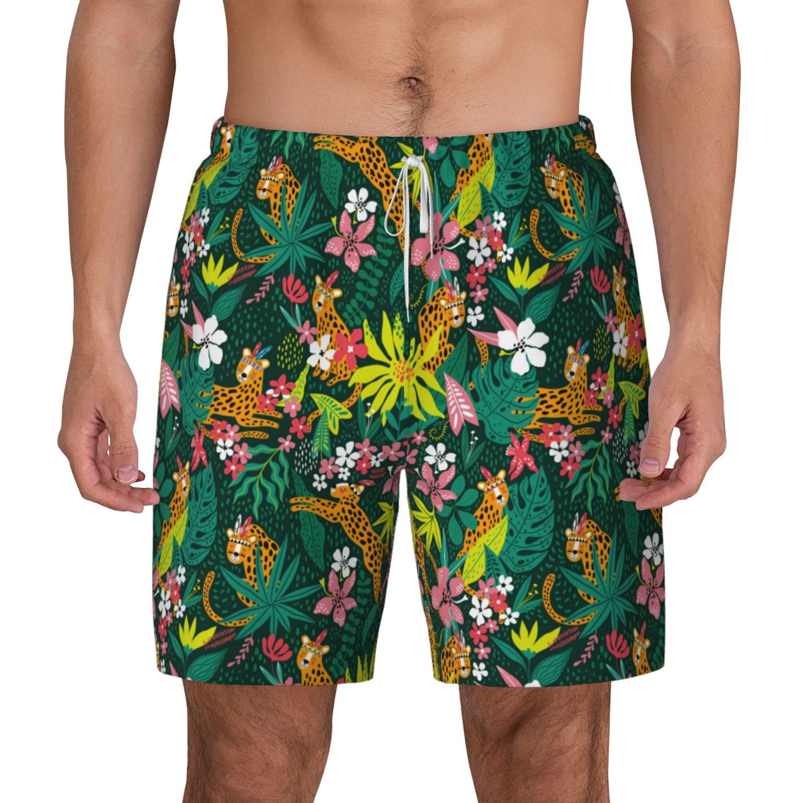 Gaeub Cute Tribal Leopards Mens Swim Trunks Stretch Beach Shorts Quick Dry for Men Swim Shorts