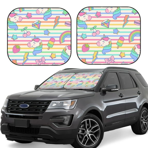 Gaeub Cute Unicorn Foldable Auto Sun Blocker Visor, Sunshade for Car Front Window, Keeps Your Vehicle Cool - Large