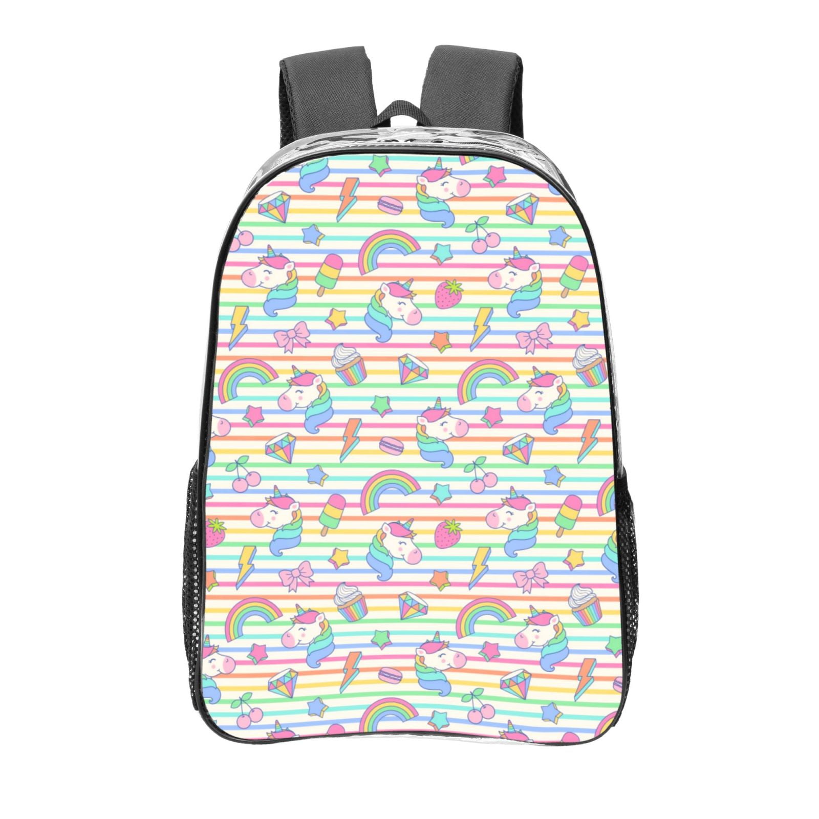Gaeub Cute Unicorn Print Clear Backpack ,Clear Transparent