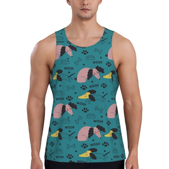 Gaeub Dachshund Dog Men's Athletic Tank Top, Workout Sleeveless Shirts, Running Tank Tops for Gym, Running, Training - 4X-Large