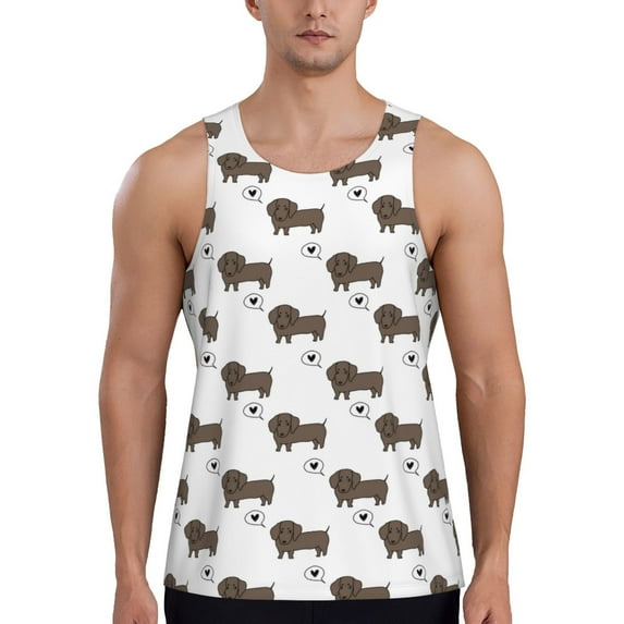 Gaeub Dachshund Dog Men's Athletic Tank Top, Workout Sleeveless Shirts, Running Tank Tops for Gym, Running, Training - X-Large
