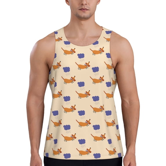 Gaeub Dachshund Men's Athletic Tank Top, Workout Sleeveless Shirts, Running Tank Tops for Gym, Running, Training - 3X-Large