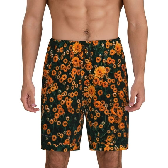 Gaeub Daisies Printed Men's Short Pajama Pants, Lightweight Lounge & Sleep Bottoms Keep You Cool - Large