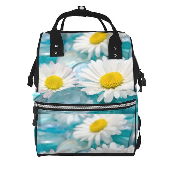 Gaeub Daisy Flowers Print Mummy Diaper Bag Backpack,Durable Maternity Baby Nappy Casual Shoulder Bags,Travel Hiking Outdoor Pack