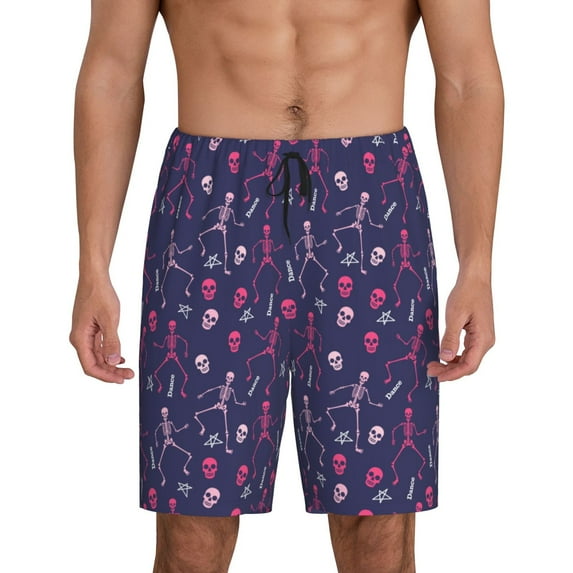 Gaeub Dance Skull Star Print Men's Short Pajama Pants, Sleep Shorts, Household Pants, Casual Pants with Pockets-3X-Large