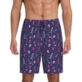 thumbnail image 1 of Gaeub Dance Skull Star Print Men's Short Pajama Pants, Sleep Shorts, Household Pants, Casual Pants with Pockets-Small, 1 of 6