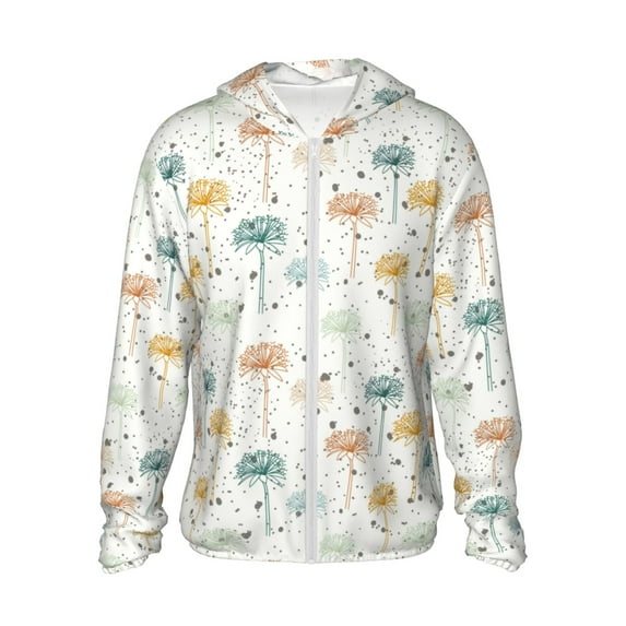 Gaeub Dandelion Men's and Women's UPF 50+ Long-Sleeved Sun Protection Clothing, Fishing Shirt Long Sleeve Zip-Small