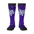 thumbnail image 1 of Gaeub Dark Purple Snowflakes Printed Design Socks Stretchy High Tube Socks for Men Women Teens , Softball Soccer Socks for Hiking, Sport, 1 of 6