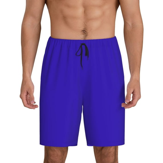 Gaeub Darkblue Printed Men's Short Pajama Pants, Lightweight Lounge & Sleep Bottoms Keep You Cool - Medium