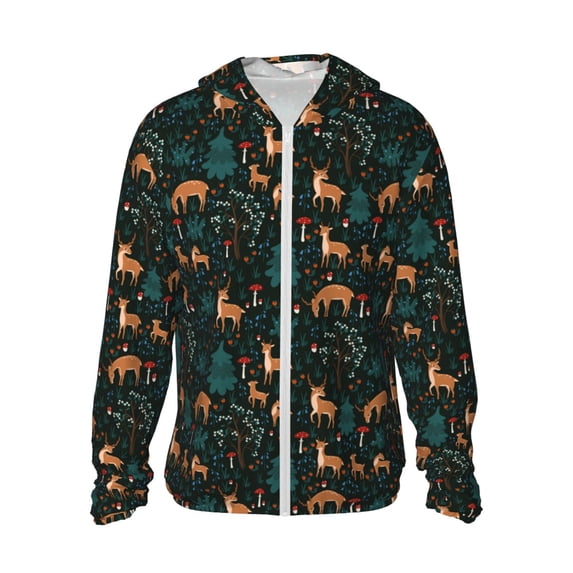 Gaeub Deers In The Forest Men's and Women's UPF 50+ Long-Sleeved Sun Protection Clothing, Fishing Shirt Long Sleeve Zip-X-Large