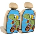 thumbnail image 1 of Gaeub Dinosaur Riding a Motorcycle Print Anti-Kick Storage Mat for Car Seats 2 Pcs, Car Kick Mats with 3 Pocket Protector, Essential Car Seat Protector for Child Car Seat,Car Seat Protector, 1 of 8