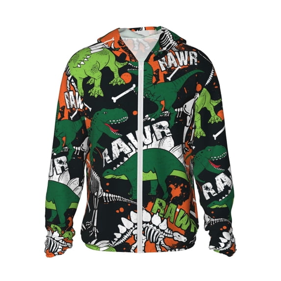 Gaeub Dinosaur Skeleton Men's and Women's UPF 50+ Long-Sleeved Sun Protection Clothing, Fishing Shirt Long Sleeve Zip - Large
