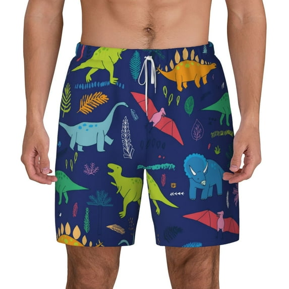 Gaeub Dinosaurs Mens Swim Trunks Stretch Beach Shorts Quick Dry for Men Swim Shorts Swimwear with Pockets- X-Large