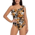 thumbnail image 1 of Gaeub Dogs Different Breeds Women's One Shoulder Ruffle Tummy Control Swimwear for Swimming Surfing Beach Party - Large, 1 of 8