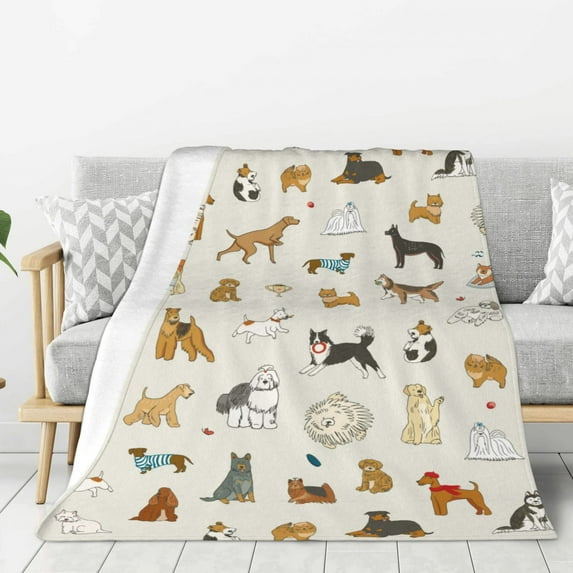 Gaeub Dogs Funny Pets Print Flannel Throw Blanket, Home Fleece Throw Blanket for Couch or Bed,Decorative Blankets,Lightweight Fuzzy Flannel Blanket-80"x60"