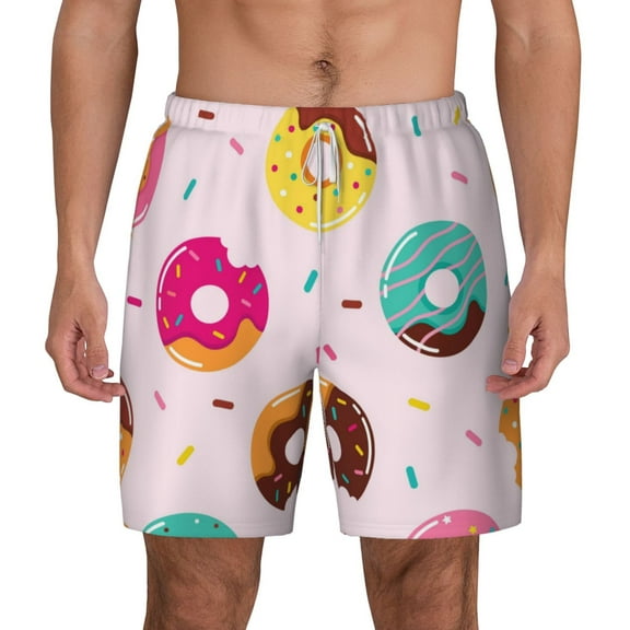 Gaeub Donut Mens Swim Trunks Stretch Beach Shorts Quick Dry for Men Swim Shorts Swimwear with Pockets- Medium