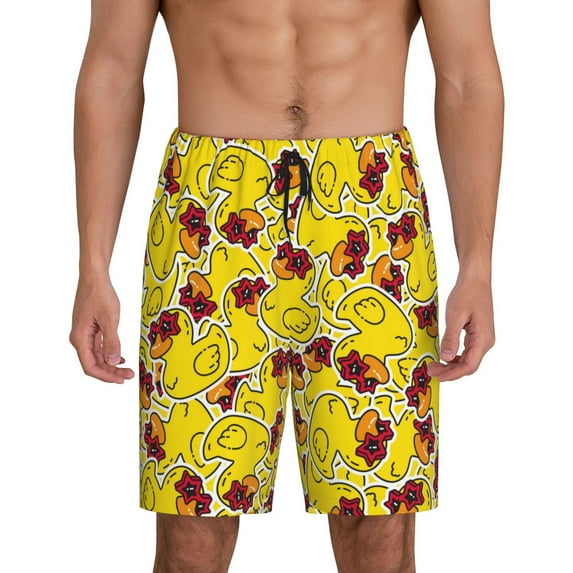 Gaeub Duck with Star Sunglasses Printed Men's Short Pajama Pants, Lightweight Lounge & Sleep Bottoms Keep You Cool - Large