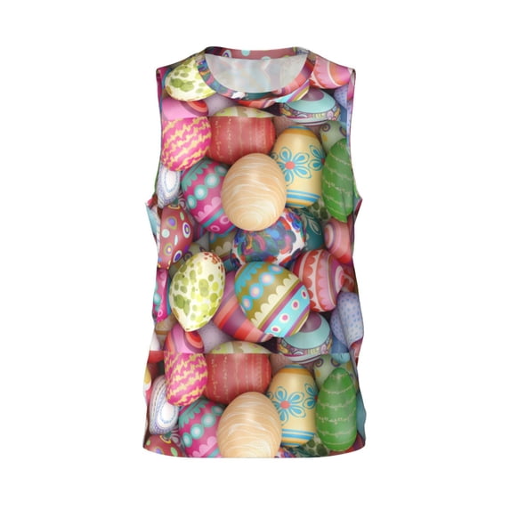 Gaeub Easter Eggs Men's Mesh Basketball Jersey, Quick-Drying Sleeveless Top S-4XL, Loose Muscle Tank Top -Small