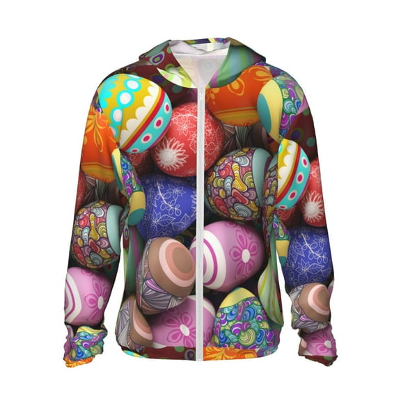 Gaeub Easter Eggs1 Men's and Women's UPF 50+ Long-Sleeved Sun Protection Clothing, Fishing Shirt Long Sleeve Zip - Small