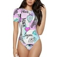 thumbnail image 1 of Gaeub Eiffel Tower And Hearts Women'S Short Sleeve One Piece Swimsuit Sexy High-Waisted Bodysuit For Swimming, Beach, Sports - X-Large, 1 of 9