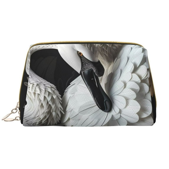 Gaeub Elegant Swans Black Background Printed Travel Cosmetic Bag,Makeup Bag, Large Capacity Toiletry Bag for Women, Portable Pouch Make Up Organizer with Zipper and Divider