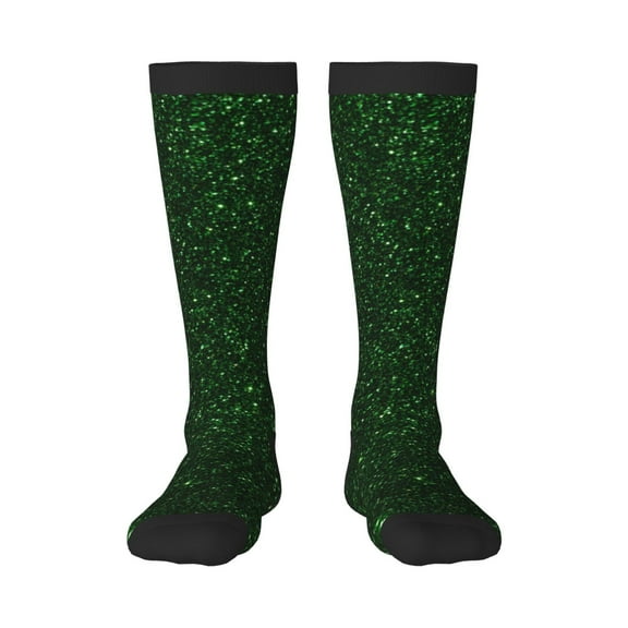 Gaeub Emerald Green Sparkling Printed Design Socks Stretchy High Tube Socks for Men Women Teens , Softball Soccer Socks for Hiking, Sport