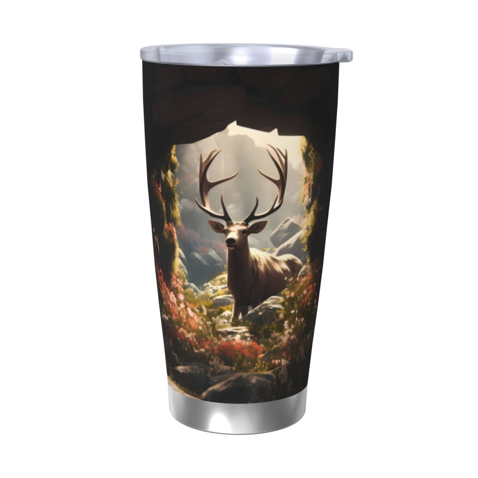 Gaeub Enchanted Deer In Cave Print 20-Ounce Stainless Steel Car Cup ...
