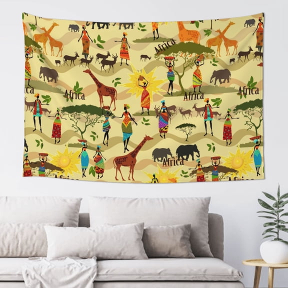 Gaeub Ethnic African Print Tapestry Wall Hanging(60x40 inches),Tapestry Home Decor,Wall Art for Living Room Bedroom Home Decor