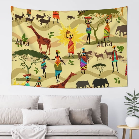 Gaeub Ethnic African Print Tapestry Wall Hanging(60x40 inches),Tapestry Home Decor,Wall Art for Living Room Bedroom Home Decor