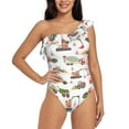 thumbnail image 1 of Gaeub Excavator Women's One Shoulder Ruffle Tummy Control Swimwear for Swimming Surfing Beach Party - Medium, 1 of 8