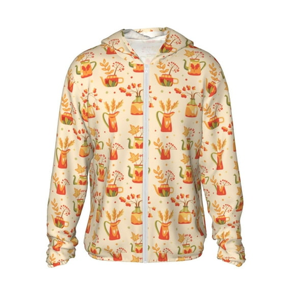 Gaeub Fall Leaves Men's and Women's UPF 50+ Long-Sleeved Sun Protection Clothing, Fishing Shirt Long Sleeve Zip-Medium