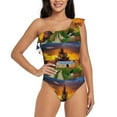 thumbnail image 1 of Gaeub Fall Village Scenery Women's One Shoulder Ruffle Tummy Control Swimwear for Swimming Surfing Beach Party - XX-Large, 1 of 8