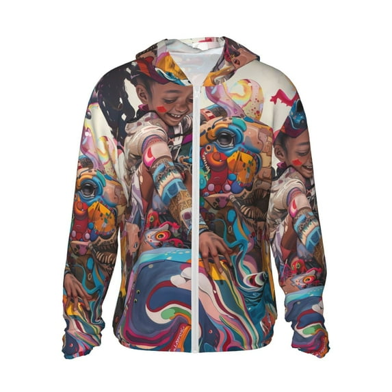 Gaeub Fantasy Colorful Beast Men's and Women's UPF 50+ Long-Sleeved Sun Protection Clothing, Fishing Shirt Long Sleeve Zip-Large