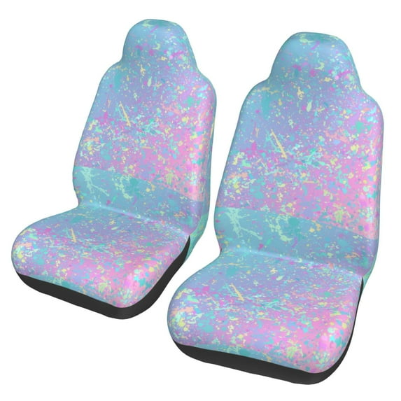 Gaeub Fantasy Gradient 2Pack Full Set Car Seat Covers with Soft Padding Universal Auto Front Seats Protector and Cushion Mat
